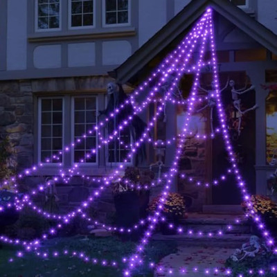 8 Modi Halloween Spinnennetz Lichter Wasserdicht 250 LEDs LED Spinnennetz 5M