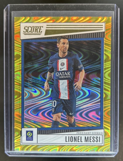 2022-23 Panini Score Ligue 1 Uber Eats Lionel Messi Gold Swirl #/10 PSG