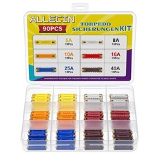 90Pcs Torpedo Fuse Kit 5A 8A 10A 16A 25A 40A Classic Car European Fuses Set
