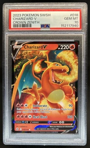 2023 Pokemon SWSH Crown Zenith Charizard V #018/159 PSA 10 GEM MINT