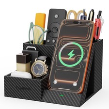 Wireless Charger Nightstand Organizer, Multi-Functional Pen/Pencil/Remote Hol...
