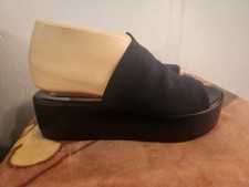 Steve Madden Womens sz 8 Black Slip On Y2K Platform Slides Sandals 36