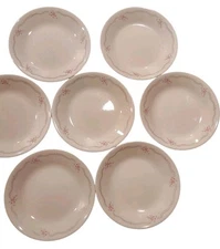 Corning Corelle English Breakfast Lot 7 Bread Butter Plates 6 3/4" Beige Pink 