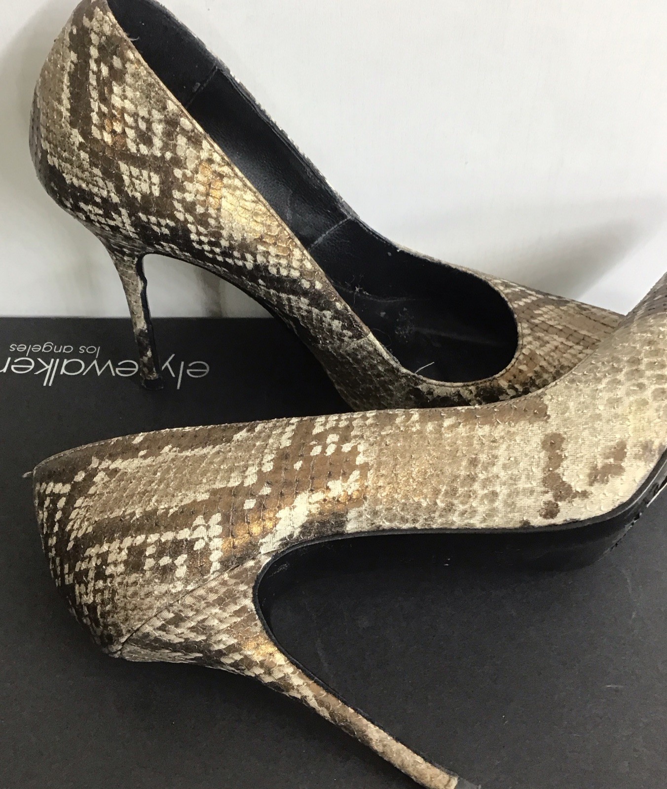 Elyse Walker Sable Met Bronze Python Leather Prin… - image 6