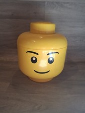 LEGO Head Large Storage Box Lidded Yellow Smiling Face & Car Lego And Other Bits