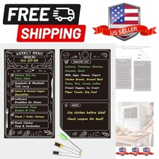 Magnetic Weekly Menu Planner for Fridge: 2 PCS 8x14 Inch Dry Erase Boards wit...