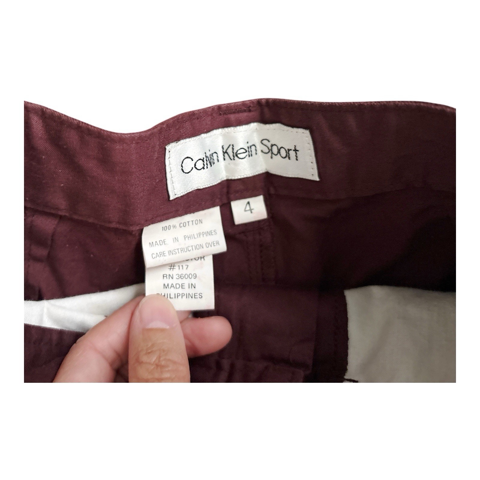Calvin Klein Sport Size 4 Burgundy High Rise Cotton Mom Shorts Vintage Womens  thumbnail 4