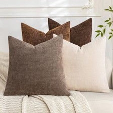 Set of 4 Soft Textured Throw Pillow Covers 18x18 Inch Cozy Decorative Farmhou...