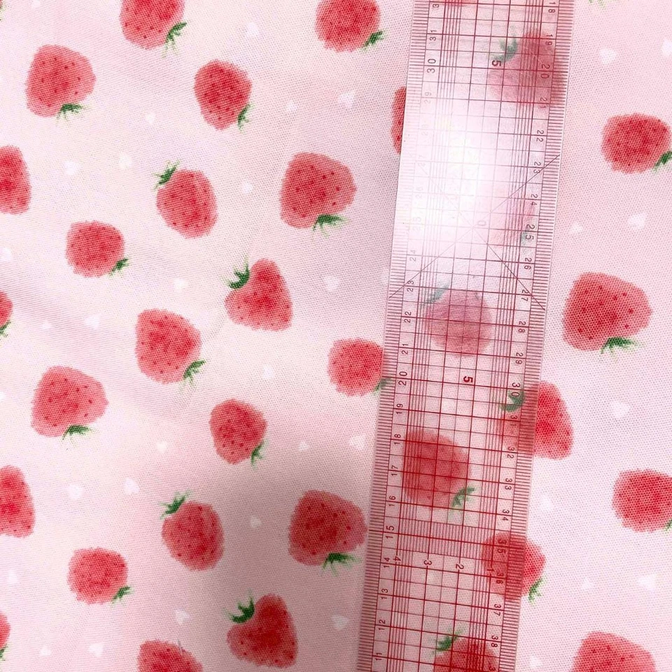 Tela Oxford Algodón Estilo Fresa Acuarela Dibujado a Mano 100cm Foto 3 de 3