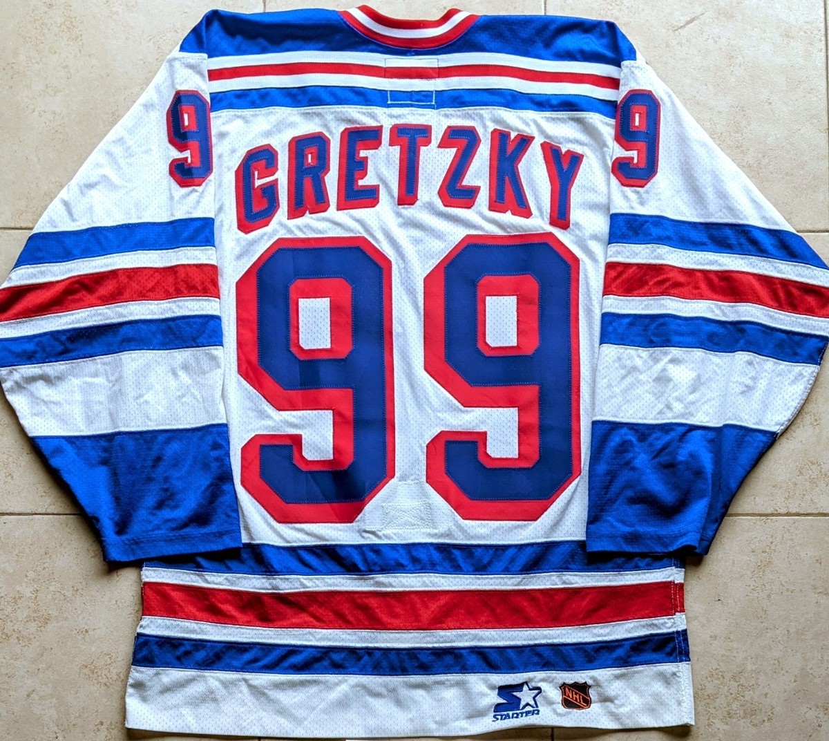 Wayne GRETZKY #99 NY Rangers 90s STARTER Authentic jersey white 48 