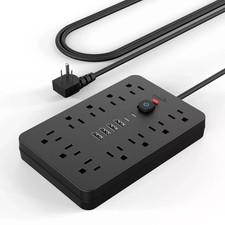 Power Strip Surge Protector with 11 Outlets 4 USB and 2 USB C Ports Black