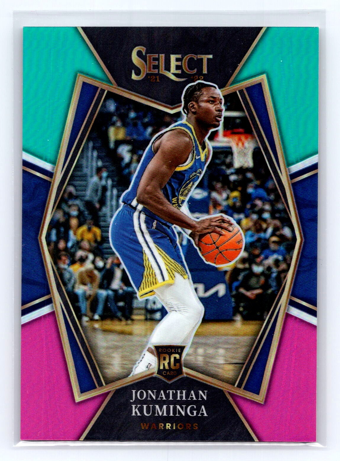 2021-22 Panini Select #123 Jonathan Kuminga Teal White Pink Prizms #/49