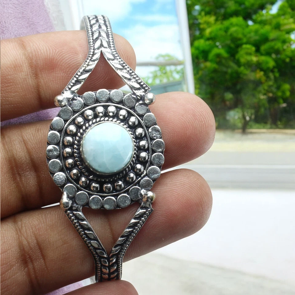 Handmade Turquoise Jewelry Set Bracelet Necklace Ring &Green Malachite Ear Ring - Image 4 of 4