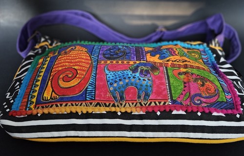Laurel Burch Canvas Dogs Tote Cross Body NWOT - Picture 5 of 10