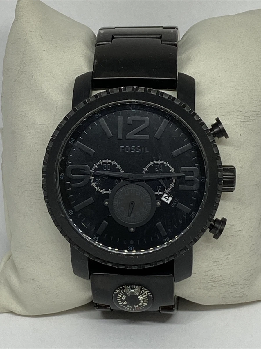 Fossil Nate JR1401 Men's Black Stainless Steel Analog Dial Quartz Watch  BP665 | eBay