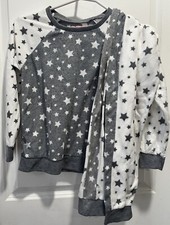 BCBG GIRLS youth 2-piece sleep set L 14-16 Gray And White Star Pajamas