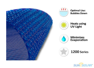 Sun2Solar 1200 Series Rectangle Swimming Pool Solar Cover Blanket - Choose Size