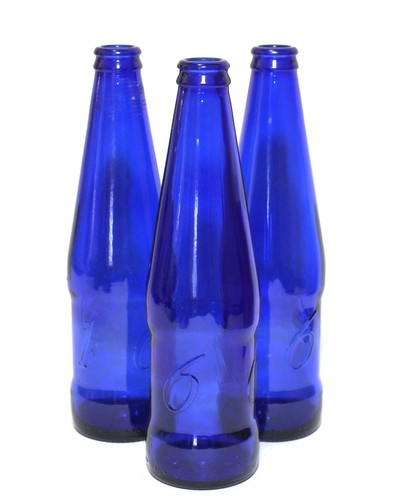 Cobalt Blue Glass Kronenbourg Beer Bottles Set 3 - Picture 2 of 5