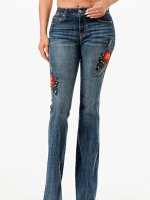 Grace in LA Bootcut Flare Floral Jeans HL2452 - High Waist High Waist