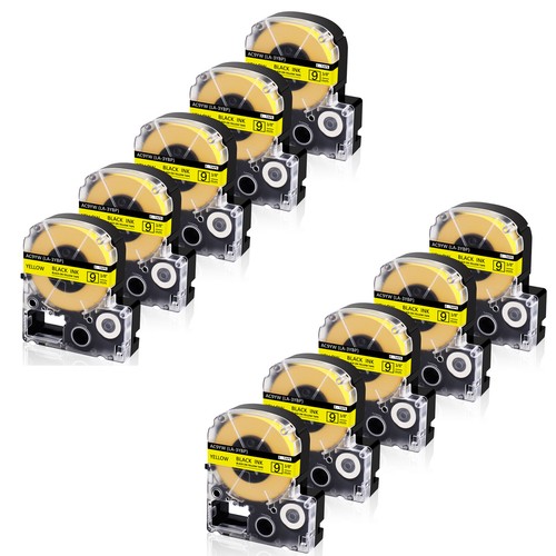 10PK Gelb 3/8" Kompatibel für KingJim SC9YW Epson LK-3YBW LW-500 Etikettenband
