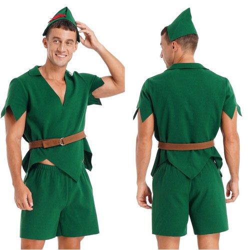 Mens Tops Shorts Short Sleeve Elf Role Play Show Outfit Fancy Dress Clothing - Picture 1 of 24