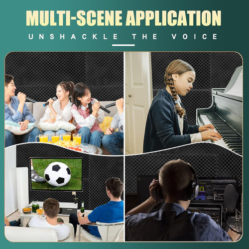 2 Pack Acoustic Panels, 48X24X2 - Soundproof Foam, Black - Picture 3 of 12