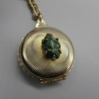 Vintage Coro Necklace Photo Locket Pendant Green Stone Pegasus 19 inches