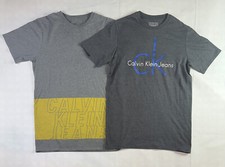Calvin Klein 2-T-Shirts Set Short Sleeve Gray Boy  s 1-Sz XL 2-Sz L EUC.