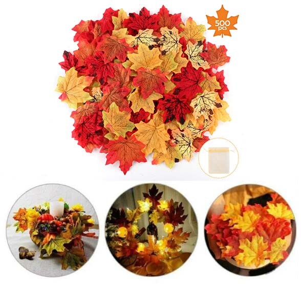500 x Ahorn Laub Blätter Künstliche Ahornblatt Kunst Seiden Blumen Herbst Dekor