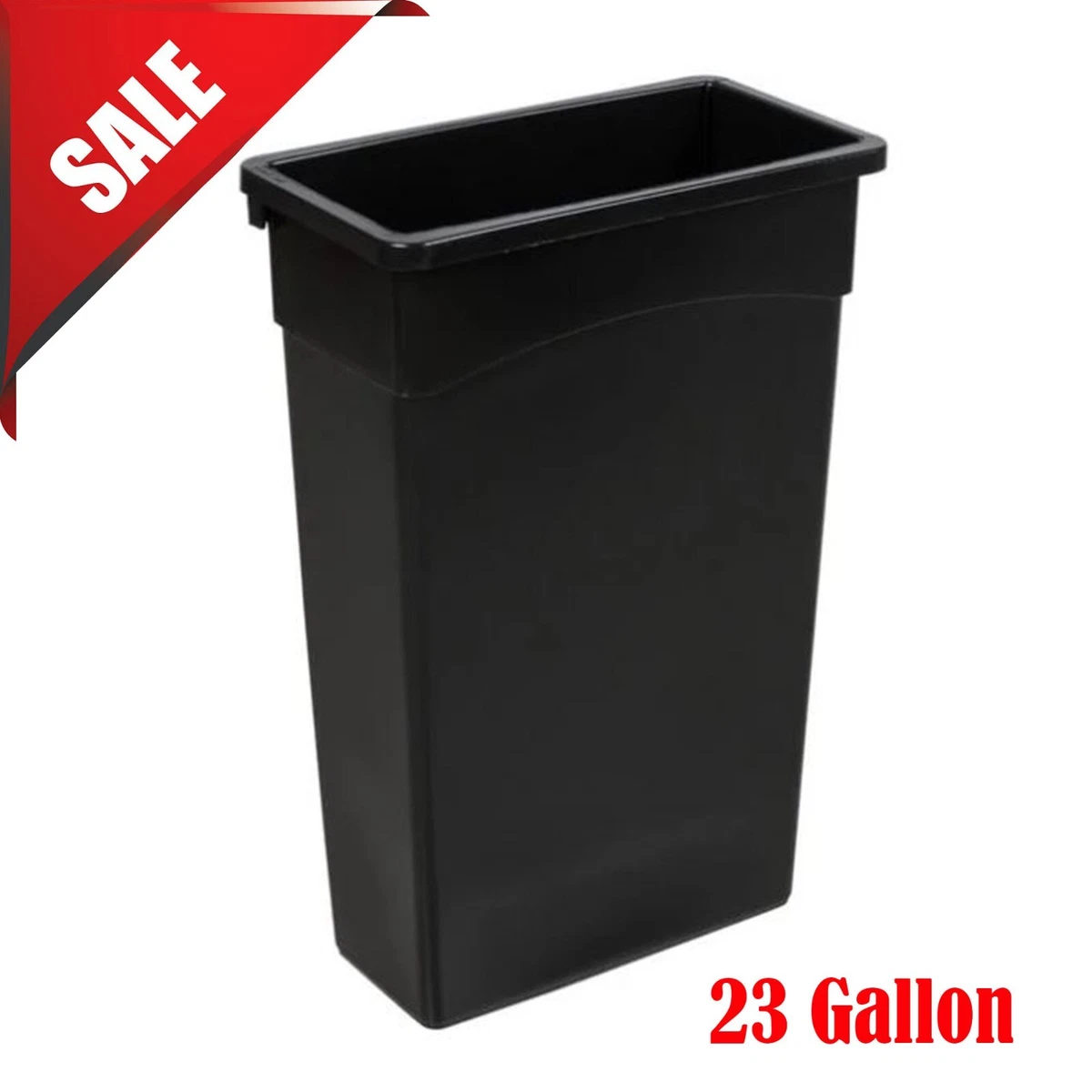 23 Gallon Heavy-Duty Black Wall Hugger Tall Restaurant Kitchen Trash Can  Home