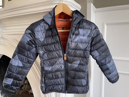 SAVE THE DUCK -BOYS ULTRA LIGHT JACKET PUFFER BLACK/ BLUE/ ORANGE SIZE 6 YEARS ✨