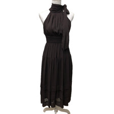 Reset Aurora Dress Womens Small Brown Midi High Neck Elegant Wedding Party Flowy