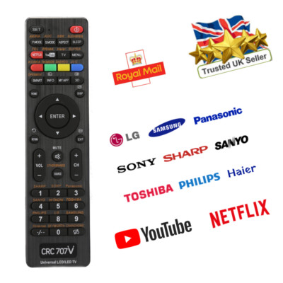 UNIVERSALFERNBEDIENUNG TV-STEUERUNG FUNKTIONIERT ALLE LG SONY SAMSUNG HD & SMART LCD/LED MODELLE