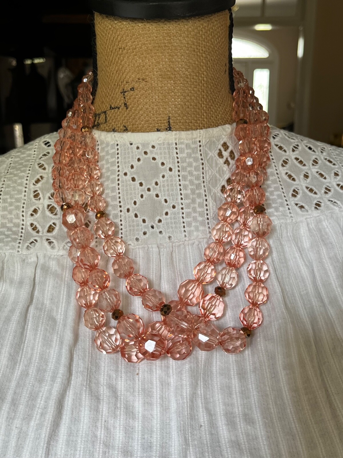 multi strand necklace . blush statement necklace … - image 3