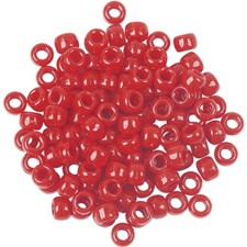 Bead, 900 Opaque Red Acrylic 9x6mm Pony Crow Beads with 4mm Hole