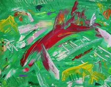 Original ABSTRACT  Landscape NAIVE Self Taught FOLK OUTSIDER Mary Carol art MCW 