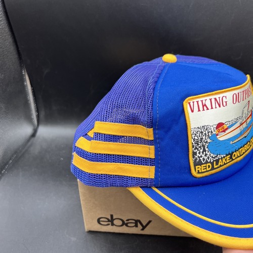 CLEAN Vintage Viking Outposts 1993 Red Lake Ontario Canada Trucker Hat Mesh Back - Picture 6 of 10