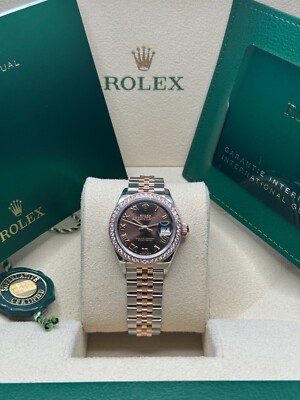 Rolex Lady-Datejust Unworn Chocolate Brown Roman Dial Diamond Bezel 279381RBR