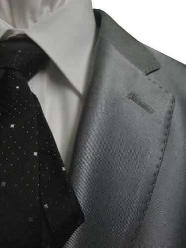 Traje para hombre GIORGIO FIORELLI 2 botones plata lisa brillante piel de tiburón  Foto 3 de 4