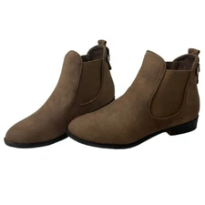 Top Moda LA-5 Elastic Side Goring Low Heel Slip-On Chelsea Ankle Boots BROWN