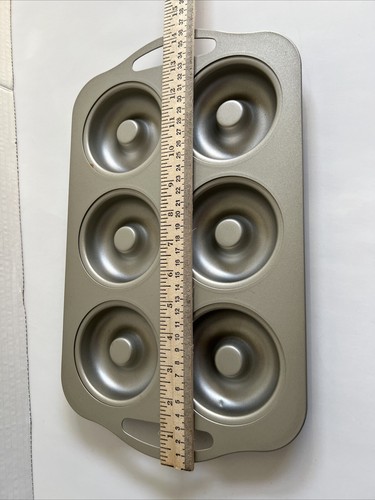 Nordic Ware Nonstick 6 Space Ring Donut Treat Baking Pan With Handles Silver - Picture 4 of 5