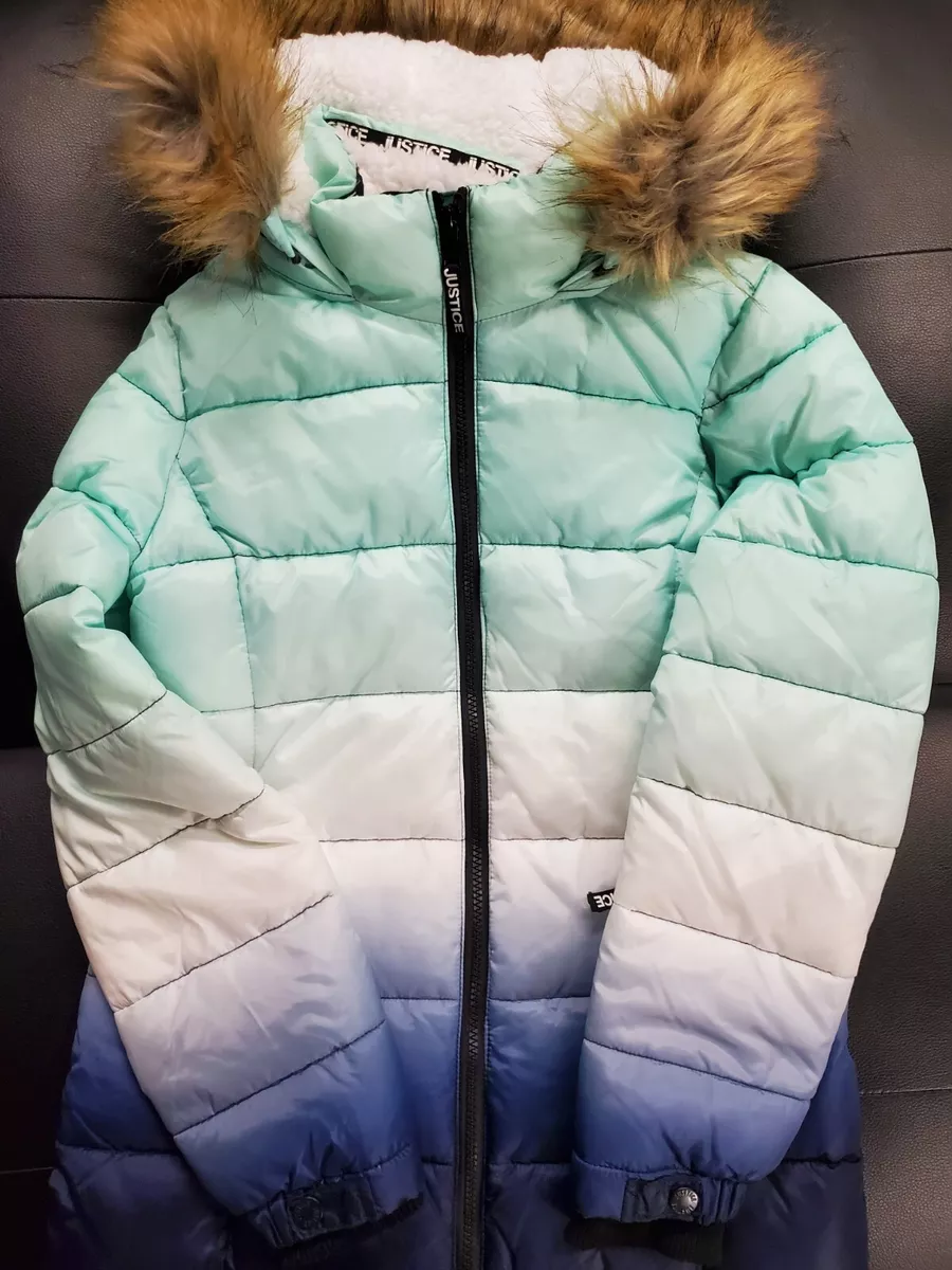 Justice Girls Multicolor Water Resistant Warm Hooded Puffy Jacket