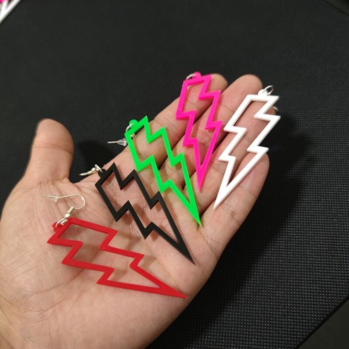 NEON LIGHTNING Flash Earrings Funky Kitsch 80s90s Punk Rock Bolt retro celebrate - Picture 13 of 79