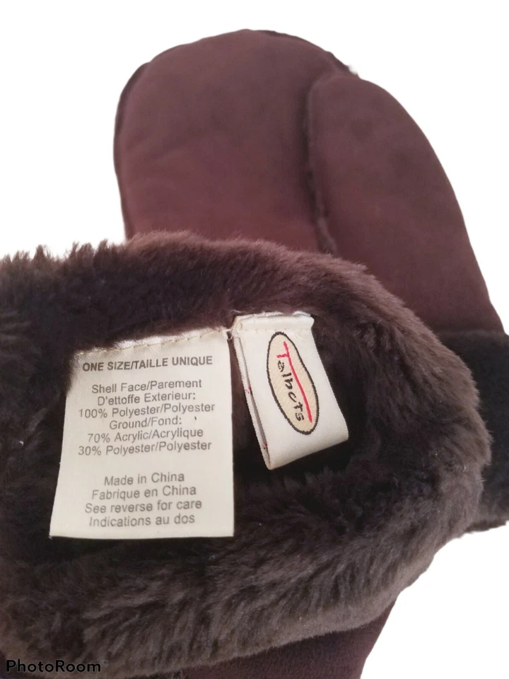Luvas Talbots marrom chocolate pele sintética aparada camurça tamanho único - Imagem 4 de 4