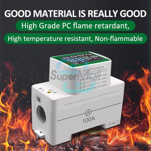 100A Digital Power Energy Voltmeter Ammeter Watt Kwh AC DIN Rall Meter 50V-300V - Bild 6 von 11