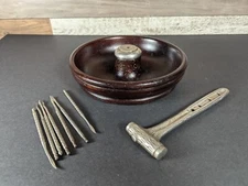 Vintage PARSONS Nut Cracker Bowl W/ hammer & picks Early Chicago ILL Metal 