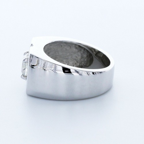 1.3CT NATURAL DIAMOND G/SI2 ROUND CUT 14K WHITE GOLD WIDE BAND SOLITAIRE RING - Picture 4 of 7