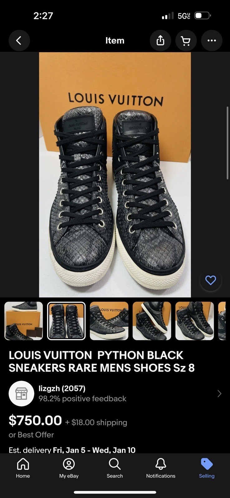 AUTHENTIC LOUIS VUITTON PYTHON BLACK SNEAKER RARE… - image 15