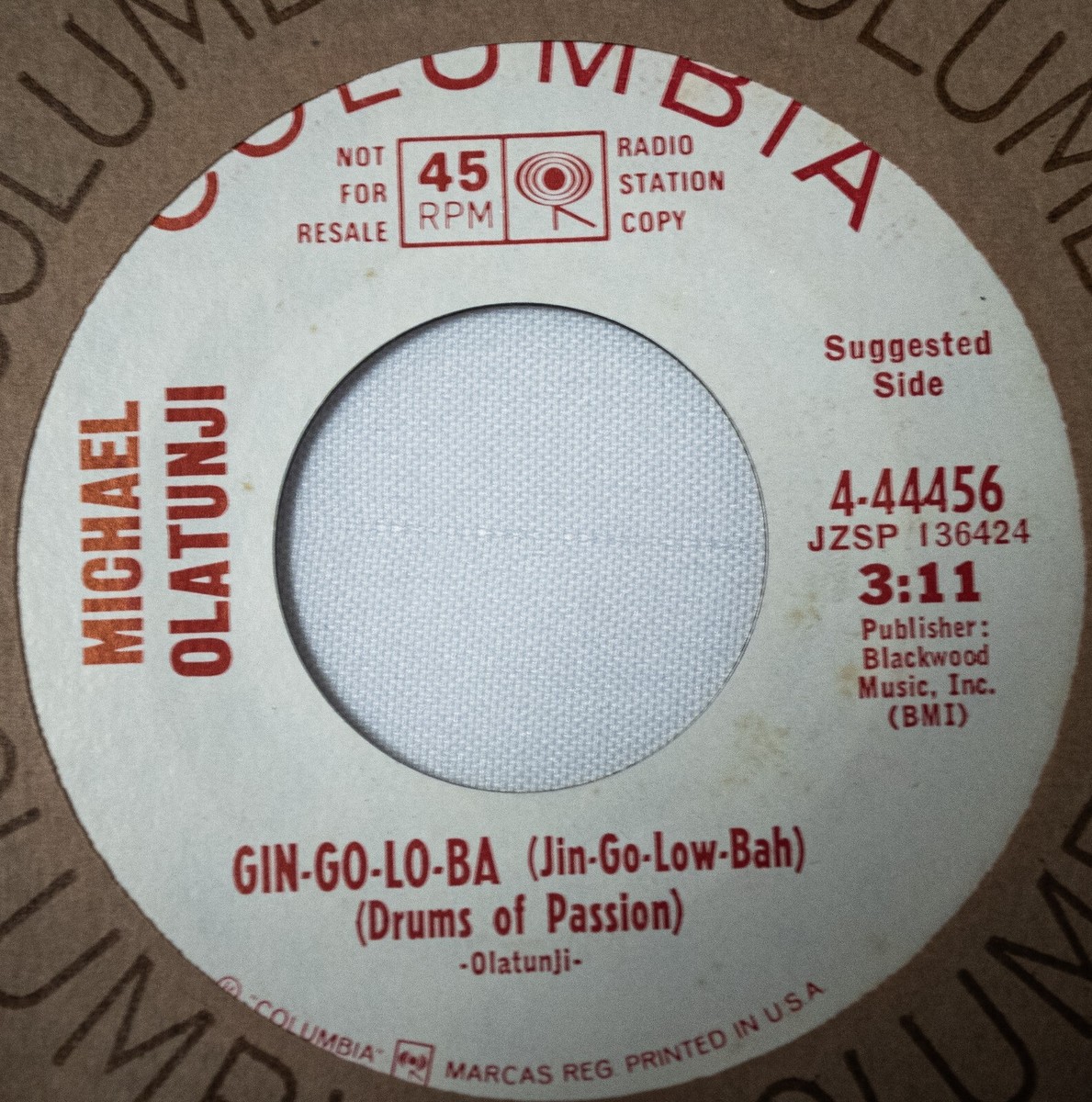 Michale Olatunji Funk/Soul 45 Gin-Go-Lo-Ba bw Akiwowo Promo
