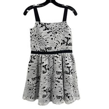 Calvin Klein Girls' White  Black Sleeveless Lined Dress Size 14